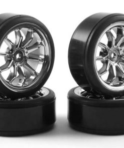 FASTRAX 1/10TH STREET WHEEL/ DRIFT TYRES 10-SPOKE CHROME  FAST0090C